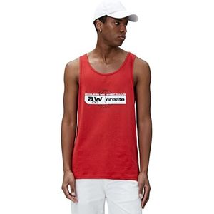 Koton Heren Slogan bedrukte tanktop Crew Neck Mouwloos Katoen, rood (401), S