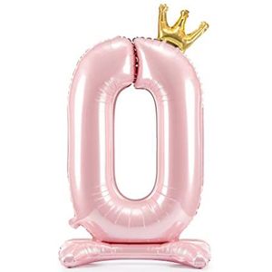 Decoraparty Folieballon met getal 0, staand, roze, aluminiumfolie voor dames, opblaasbaar, voor feest, verjaardag, jubileum, afstudeerfeest, meisjes, 84 cm