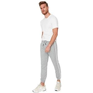 Trendyol voor mannen Sweatpants Grey Male Regular fit rubberen tracksuit, Grijs, XL