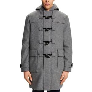 ESPRIT Dufflecoat van wolmix, medium grijs, XXL