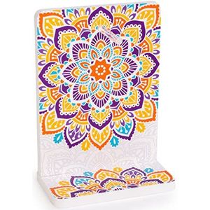 Houder voor tafel-positieve kalender 2025, mandala, compatibel met andere reservekalenders in A6-formaat, afmetingen 12 x 17 x 6 cm