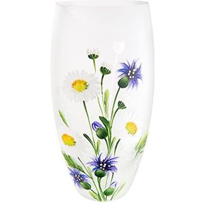 GILDE Ovale vaas wilde bloemen glas blauw, groen, wit 39303