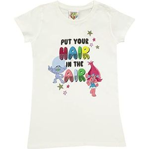 Trolls Setzen Sie Ihr Haar in der Luft T-shirt, Meisjes, 116-164, Weiß, Officiële Koopwaar