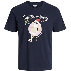 JACK & JONES Jjchristmas Tee Ss Crew Neck Jnr T-shirt voor heren, sky captain, 128