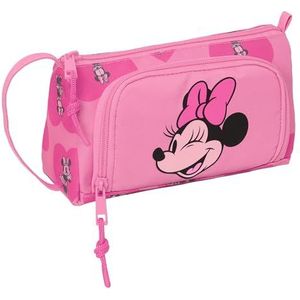 MINNIE MOUSE LOVING Etui met uitklapbare tas, etui voor kinderen, ideaal voor schoolkinderen, comfortabel en veelzijdig, kwaliteit en sterkte, 20 x 8,5 x 11 cm, roze, Roze, Standaard, casual
