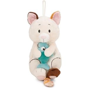 NICI 62168 Warmwaterkruik gelukskat met vis 350 ml 30 cm, bruin, behaaglijk warmtedier vanaf 10 maanden, pluchen dier warmwaterkruik voor kinderen en volwassenen
