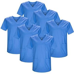 MISEMIYA - Set van 6 stuks - Sanitaire kippenuniform voor Mexico verpleegsters, Hemelsblauw 21, L