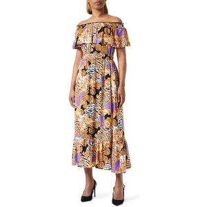 faina Dames midi-jurk 19223067-FA01, oranje meerkleurig, S, midi-jurk, S