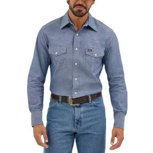 Wrangler Performance Snap herenshirt met lange mouwen, 17"" Neck 35"" Sleeve