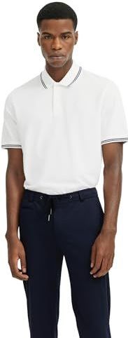 Bugatti - Polo - Katoen - Met Contrasterende Strepen en Borduursel op de Borst