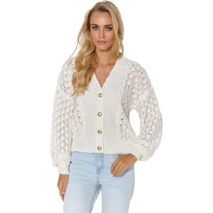 Makadamia Cardigan voor dames, Crème, Eén Maat