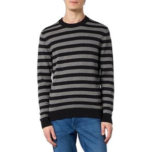 Jack & Jones JPRBLAJAMIE Stripe Knit Crew Neck Gebreide trui, zwart/strepen: Grey Melange, XL, Zwart/strepen: grijs gemêleerd, XL