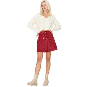 Trendyol Dames Dames Mini A-lijn Strakke Gebreide Rok, Bourgondië, XS, Bourgondy, XS