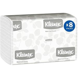 Kleenex Multifold papieren handdoeken (02046), wit, 8 packs/Convenience Case, 150 Tri Fold papieren handdoeken/pak, 1.200 handdoeken/etui