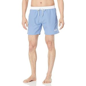 BOSS Men's Standard Medium Length Solid Swim Trunk, Marina Blue, S