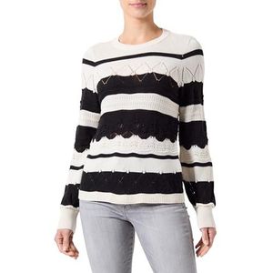 ONLY Onlvanessa Life Ls Cc KNT Pullover voor dames, Ecru/Stripes:w. Zwart, XL