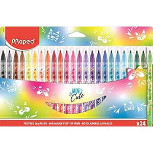 Maped - Mini-schattige viltstiften, 24 viltstiften, schattig, wasbaar en droog – 24 viltstiften Mini Cute 845406, meerkleurig