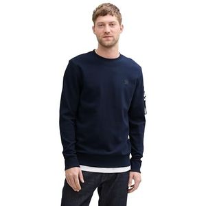 TOM TAILOR Sweatshirt voor heren met logo-badge, 10668 - Sky Captain Blue, M