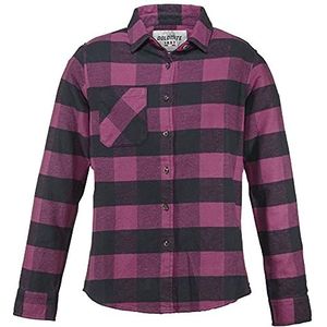 Dolomite Dames Camisa WS Flanel Check Businesshemd, Dark Blue/Sorbet Pink, M, donkerblauw/sorbet roze, M