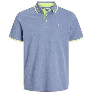 JACK & JONES Heren Slim Fit Polo JJEPAULOS Effen Zomer Overhemd Kraag Kort Basic Katoen, Colour:Blue-4, Size:XS