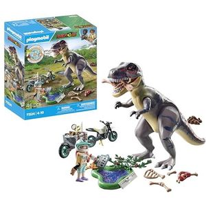 PLAYMOBIL Dinos 71524 T-Rex sporenonderzoek, spannende zoektocht naar de Tyrannosaurus Rex, met motorfiets, camera en echte dino-botten, duurzaam speelgoed voor kinderen vanaf 4 jaar
