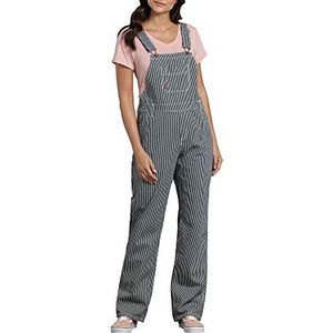 Dickies Dames Bib Relaxed Straight Overalls, GESLOTEN HICKORY STREEP, L
