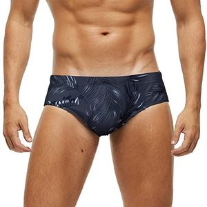 Arcweg Zwembroek voor heren, lage taille met afneembare pad, badmode, elastische strandshorts, boxers, ondergoed, Grijze bladeren, XS