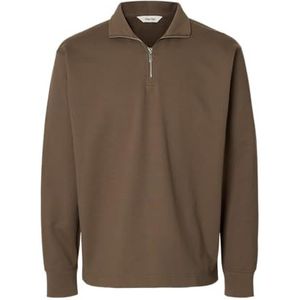 SELECTED MEN Slhrelaxluke Ls Half Zip Sweat, chocolade chip, M