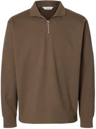 SELECTED MEN Slhrelaxluke Ls Half Zip Sweat, chocolade chip, M