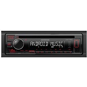 Kenwood KDC-130UR CD-autoradio met RDS (high-performance turer, USB, AUX-ingang, Android Control, Bass Boost, 4x50 Watt, rood) zwart