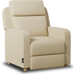 Nalui - Relaxstoel One Fabric (77 x 87 x 98 cm) met handmatige push-opening en versterkte structuur. Fauteuil voor de woonkamer, met stof bekleed met 160° helling, beige