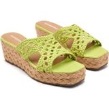 Sandalen - Leer - Sleehak - Jute Gevoerd - Gevoerde Leren Binnenzool