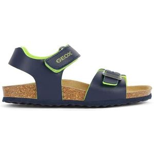 Geox J Ghita Boy B Sandalen voor jongens, Navy Fluo Geel, 34 EU