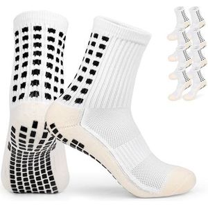 YUFREE SUN Heren voetbalsokken - antislip antislip sokken voor voetbal, basketbal, hockey rugby, sport, 4 paar, Wit, One Size