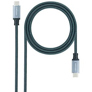 Monkey Ladder Gen2 USB 3.1 kabel 10 Gbps 5A, 4K/60Hz, USB-C/M-USB-C/M, netsnoer, grijs/zwart, 1,5 m