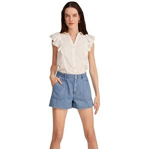 SPRINGFIELD Jeansshorts met zakken, duurzame wassing, shorts voor dames, middenblauw (Medium Blue), 34