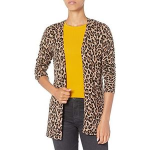 Amazon Essentials Dames Lichtgewicht vest met open voorkant (verkrijgbaar in grote maten), Camel Luipaard, XS