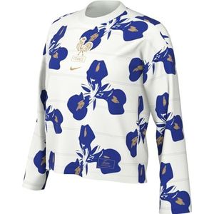 Nike Top France Dames Sportswear JSY Stripe Long-Sleeve Top, Summit White/Club Gold, FZ1574-121, L