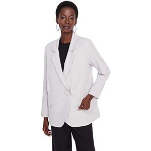 Trendyol Effen blazerjassen en vesten met reverskraag voor dames, Grijs, 62 NL