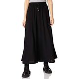 Urban Classics Dames rok viscose midi rok lange rok van viscose voor vrouwen, verkrijgbaar in vele kleuren, maten XS - 5XL, zwart, L