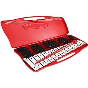 A-Star 25-noot sopraan chromatisch klokkenspel xylofoon in rode koffer en twee plastic kloppers - 2 octaven G5 tot G7-10 stuks