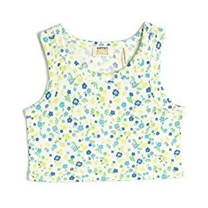 Koton Meisjes Crop Top Flower Printed Mouwloos Ronde Collar Shirt, Groen design (7d8), 11-12 Jaar