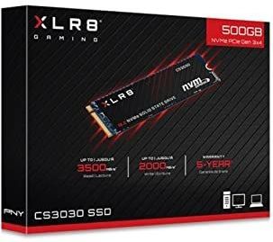 PNY XLR8 CS3030 M.2 NVMe Internal 500GB SSD, up to 3,500 MBs (Read), 2,000 MBs (Write) speeds (M280CS3030-500-RB), BLACK