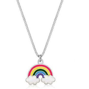 Elli Halsketting Kinderen Regenboog Wolk Hanger met Emaille bont in 925 sterling zilver