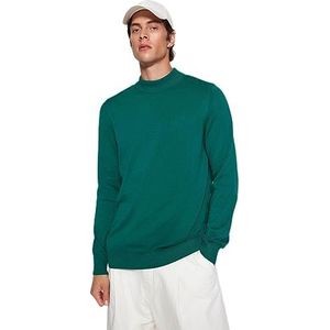 Trendyol Man slim fit basic ronde hals geweven trui, smaragd, XL, Emerald, XL