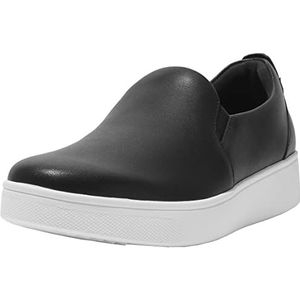 Fitflop Vrouwen Rally Lederen Slip on Skate Sneakers, Zwart, 40 EU