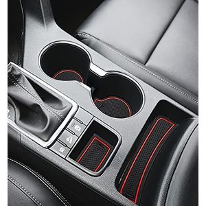 Auovo 2021 Anti-stof Matten voor Kia Sportage KX5 Accessoires 2017 2018 2019 2020 2021 2022 Aangepaste Interieur Bekerhouder Inserts Middenconsole Deurzakken Liners 15 stks (Rode Trim)