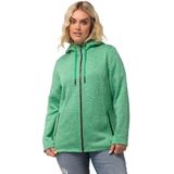 Ulla Popken - Sweatvest - Groen Gemêleerd - Capuchon - Ritssluiting