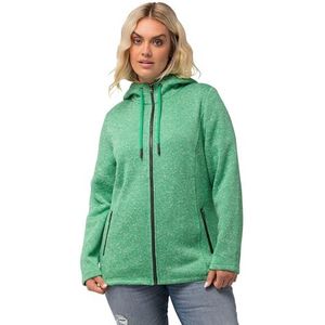 Ulla Popken - Sweatvest - Groen Gemêleerd - Capuchon - Ritssluiting