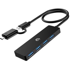 Type C/A HUB, USB-splitter, 4-in-1 USB C-hub, USB 3.0 hub, USB-adapter, 4-poorts USB-splitter met 4 USB 3.0-poorten voor laptop, Windows, macOS, Linux, Chrome OS-systemen